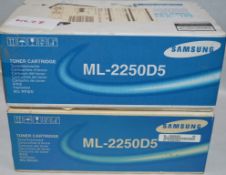 2 x Genuine Samsung ML-2250D5 Toner Cartridges - Black - Sealed Stock - CL011 - Ref WC28 - Location: