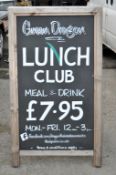 1 x Large Wooden Framed Advertising / Sandwich Black Board – 126cm High – Double Sided, Floor