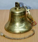 1 x Large Solid Brass Bell – Ideal for Bars & Restaurants – Inc. Pully Rope And Bracket – Pre-