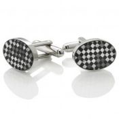 4 x Pairs of Genuine Oval Mother Of Pearl / Onyx CUFFLINKS by Ice London – Silver Plated – Model :