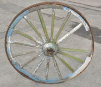 1 x Reclaimed Wooden WAGON / CART WHEEL – Iron Trim – Radius: 94cm – Perfect As A Garden