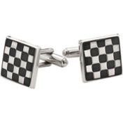 6 x Pairs of Chess Board CUFFLINKS by Ice London – Silver Plated With Black Coloured Inlay – Model :