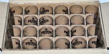 24 x Becks Vier Square Pint Glasses –568ml / 20oz – Stemmed, Branded Glasses – NEW / Boxed – LON10 –