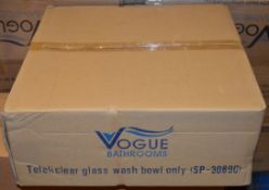 1 x Vogue Bathrooms TEFELI Clear Glass 420mm Wash Bowl - 15mm Thick - Perfect For The Modern