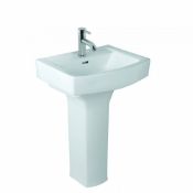 1 x Vogue Bathrooms FENZO Single Tap Hole SINK BASIN With Full Pedestal - Vogue Bathrooms - 600mm