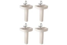 4 x Vogue Bathrooms COSMOS Single Tap Hole SINK BASINS With Pedestals - 600mm Width - Product Code