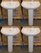 4 x Vogue Bathrooms DUNHILL Two Tap Hole SINK BASINS With Pedestals - 550mm Width - Product Code