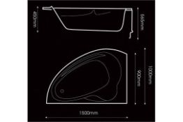 1 x Salina Left Hand Corner Bath With Side Panel - 1500mm x 1000mm - Perfect For The Modern Home -