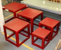 5-piece Nest Of Designer Tables – Fantastic Cube Frame Design – Colour: Bright Red - Ref CH041 –