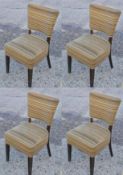 4 x High Back Cushioned Chairs - Yellow Striped Fabric - Ideal For Pub or Restaurant - CL105 -