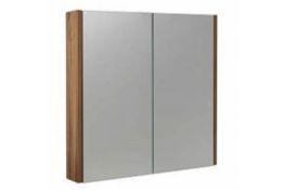 1 x Victoria Plumb TEAK Mirrored Bathroom Wall Cabinet - Two Door Wall Unit With Internal Shelf -