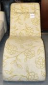 1 x Fabric Covered Lounger – Upholstered In Beige, With A Floral Outlined In Lemon -  Ref CH064 – Ex