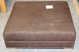 1 x Square Footstool, Upholstered In A Light Brown Fabric -  Ref CH058 – Ex Display Stock In Good