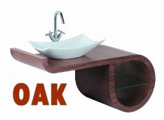 1 x Vogue ARC Wall Mounted Bathroom Vanity Unit - OAK - Type 1A 1200mm - Manufactured to the Highest