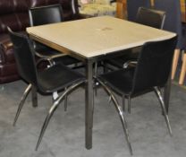 1 x Actona Que Ash Square Dining Table Set With 4 Black Leather Chairs – Ex Display - Dimensions :