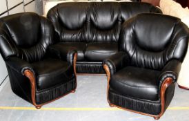 3 Piece Sofa & Chair Set – 100% Leather Upholstery – Ref CH068 - Lot Includes: 1 x “PISA” 3-Seater &
