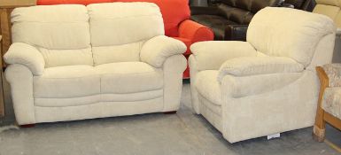“Cavendish”2-Seater Sofa And Reclining Chair Set – Both In A Beige Chenille Fabric -  Ref CH060 – Ex