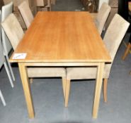 1 x Beech 5ft Table With 4 x  Chairs Covered In Fawn Coloured Suede - Ref CH004 – Chairs Feature