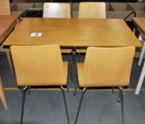 1 x Beech 4ft Table With 4 x Matching Beech Chairs  - Ref CH002 – Features Metal Legs, and A