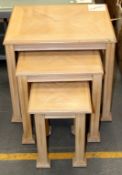3-Piece Nest Of Tables – Light Wood With Inlay Patternations - Ref CH042 – Ex Display Stock – Shop-