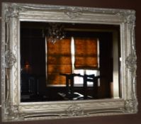 1 x Beautiful Ornate Rectanular Bevelled Wall Mirror - Size: 160 x 130 cms - Beading and Delicate
