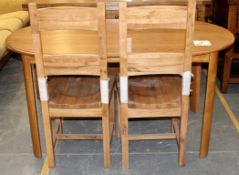 1 x Medium Oak 4ft Table With 2 Solid Oak Chairs - Ex Display Stock In Very Good Condition – Ref