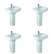 4 x Vogue Bathrooms FENZO Single Tap Hole SINK BASINS With Full Pedestals - Vogue Bathrooms -