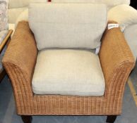 1 x Cain Armchair With Beige Cushion -  Ref CH063 – Ex Display Stock In Good Condition – Current
