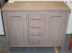 1 x 4ft Sideboard  – 4 Drawer / 2 Door – 6ft Wide –  Ref CH012 – Light Toned Wood Effect Finish - Ex