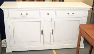 1 x Shabby-Chic Cream Sideboard – 3 Drawer / 2 Door –  Ref CH008 - 6ft Wide – Ex Display Stock In