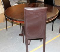 1 x Round 3ft High Mahogany Table With 2 x Brown Faux Leather Chairs – Ref CH035 – Ex Display