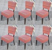 6 x High Back Cushioned Chairs - Red Striped Fabric - Ideal For Pub or Restaurant - CL105 -