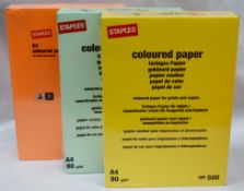 10 x Packs of Staples Coloured A4 Drawing Paper - Includes Orange, Yellow and Green - 500 Pages