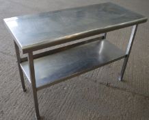 1 x Stainless Steel Commercial Kitchen Prep Bench With Undershelf - CL057 - H84 x W122 x D53 cms -