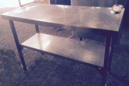 1 x Stainless Steel Commercial Kitchen Prep Bench With Undershelf - CL057 - H84 x W122 x D56 cms -