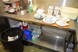 1 x Stainless Steel Commercial Wash Bench With Single Tap Sink Basin and Undershelf - H91.5 x W147 x