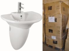 1 x Vogue Bathrooms TARIFA Single Tap Hole SINK BASIN with Semi Pedestal - 630mm Width - Brand New