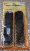 40 x Handy Helper 2 Piece Shoe Brush Sets - Each Set Includes Two Brushes - Wooden Base With Heavy