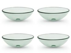 4 x Vogue Bathrooms TEFELI Clear Glass 420mm Wash Bowl - 15mm Thick - Perfect For The Modern