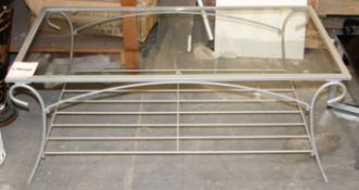 1 x Glass Topped Coffee Table With Ornate Metal Frame – Ref CH045 – Ex Display Stock In Good