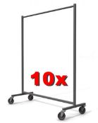 10 x Single Tier Heavy Duty Clothing Rails In BLUE – Ref: MMC1 - Brand: Steely Rails – Pre-owned, In