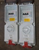 2 x Newlec Industrial Switched Interlock RCD Sockets - 40A/25A - 400V - Ref CW - CL110 - Location: