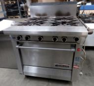 1 x Garland Commercial Range Cooker - Four Gas Burners - On Castors - Suitable For Professional