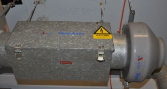 1 x Vent Axia Inline Centrifugal Fan With Dust Box and Ducting - Buyer to Dismantle and Remove - Ref