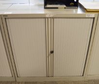 1 x Bisley Office Storage Cabinet With Tambour Sliding Doors - Includes Key - H101 x W100 x D47 cm -