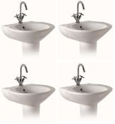 4 x Vogue Bathrooms TEFELI Single Tap Holes - Bathroom SINK BASINS with Pedestals - 550mm Width -