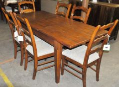 1 x Cherry Wood Extending Designer Table with 6 Matching Chairs – Ex Display – Dimensions :