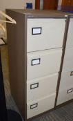 1 x Connections Four Drawer Filing Cabinet - Brown and Beige Finish - Key Included - H132 x W37 x