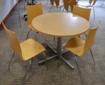 1 x Staff Room Table With Four Matching Chairs - Oak Table Finish and Beech Chairs - Contemporay