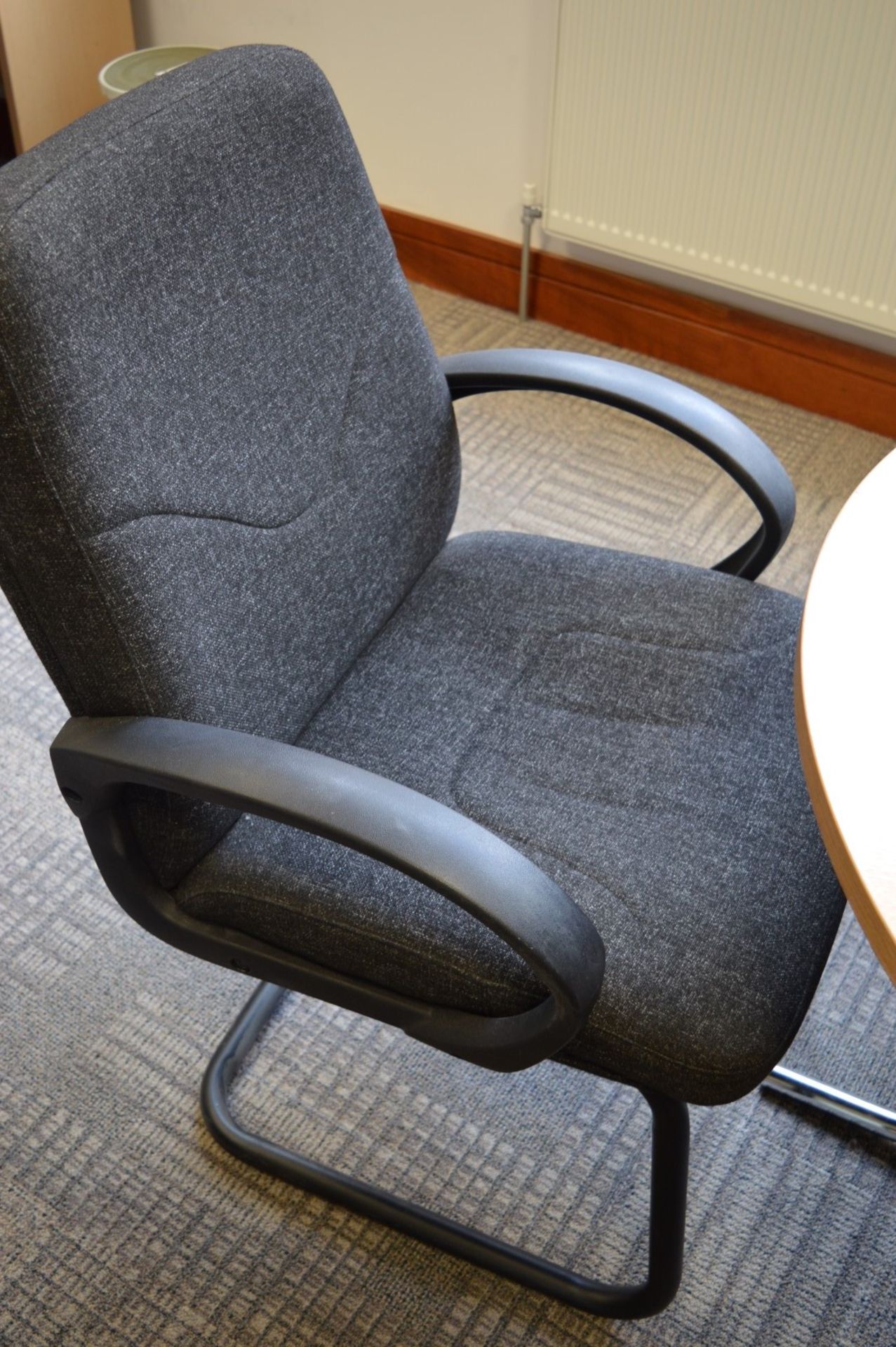 1 x Round Office Meeting Table With Four Chairs - Beech Table Surface With Chrome Base - Four - Image 6 of 6